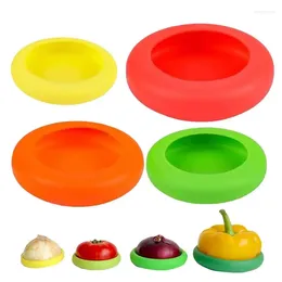 Storage Bottles Silicone Lids For Food 4pcs Fruits Covers Kitchen Accessories Supplies Dishwasher Tools Yoghurt