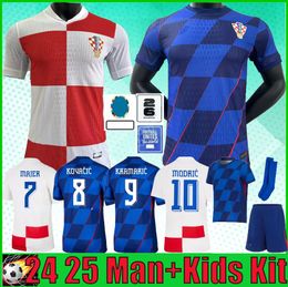 24 25 Croatia Soccer Jersey 2024 Euro National Team MODRIC MAJER Football Shirt 2025 Home Away Men Kids Kit Set Uniform KOVACIC PASALIC Fans player version