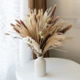 Decorative Flowers 100Pcs Pampas Grass For Boho Home Room Decor Natural Brown White Fluffy Floral Dried Bouquet Wedding