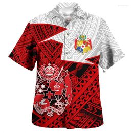 Men's Casual Shirts Tonga Hawaiian For Men Clothes 3d Printed Polynesian Short Sleeves Lapel Oversized Blouse Tops Summer Button Shirt