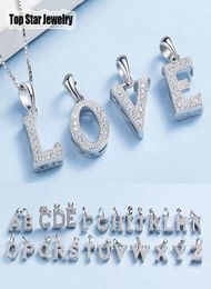 Fashion S925 Silver Jewelry Solid Microinserts CZ DIY AZ 26 English Letters Name Pendants Necklace For Women Men Family Lovers G4200635