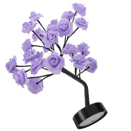 Decorative Flowers Home Decor Rose Lantern Flower Desk Light Lamp Tree Household The Love Purple Roses LED