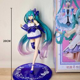 Action Toy Figures Cartoon figure Anime Action Figure singing girl Standing Posture Figurine Toys PVC blue Girls Model Toy Gift box-packed Y240516