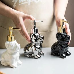 Liquid Soap Dispenser Ceramic Shampoo Bottle Press Head Cartoon Dog Golden Toilet Storage Bathroom Accessories