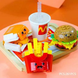 Blocks 261 pieces of French fries fried chicken model bricks cartoon fast food set childrens toys childrens gifts hamburger building blocks WX