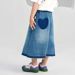 Vest Amila2024 Summer New Girls Bottom Irregular Patchwork Denim Skirt Boutique Cotton Comfortable and SoftL2405