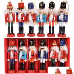 Christmas Decorations 6Pcs/Box Nutcracker Soldier Ornament 11Cm Wooden Tree Year Gifts Xmas Drop Delivery Home Garden Festive Party Su Ot85Z