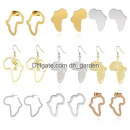 Dangle Chandelier African Map Big Earrings Women Men Exaggerate Larger Earring Stud Africa Ornaments Traditional Ethnic Stainless Stee Ote3I