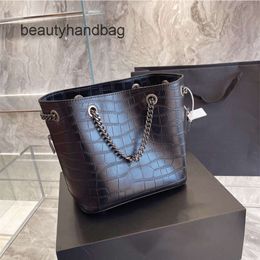 YS handbag ysllbag bags leather Bucket design Luxury 2 styles lines Black with metal chain High capacity womens shopping bag cool fashion pocket