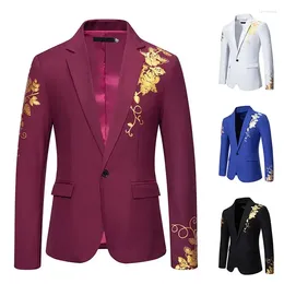Men's Suits Paisley Floral Gold Bronzing Printed Blazer Luxury Evening Prom Dress 2024 Formal Jackets For Men Costume Homme Coat