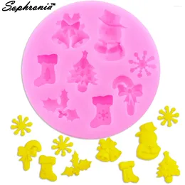 Baking Moulds Sophronia Snowman Snowflake Christmas Tree UV Resin Silicone Mold Flowers Charms Pendant For DIY Making Jewelry M070