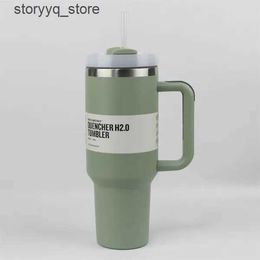 Mugs Stanleiness Mugs New 40oz Mugs Tumbler With Handle Insulated Tumblers Lids Straw Steel Coffee Termos Cup With Stan BJ3N Q240516