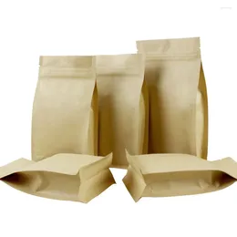 Storage Bags 50Pcs Brown Kraft Paper Aluminum Foil Stand Up Bag Grip Seal Tear Notch Doypack Resealable Reusable Food Coffee Bean