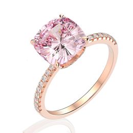 MADALENA SARARA Sterling Silver 925 Women Ring Unique 8 Hearts 8 Arrows Calve Design Rose Gold Colour Pink Stone 240509