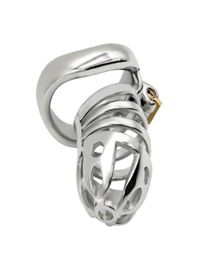 Male Cock Cage with Scrotum Testicle Pouch Stainless Steel Arc Penis Ring Metal Devices Bondage Restraints Gear Sex Toy P08261954518
