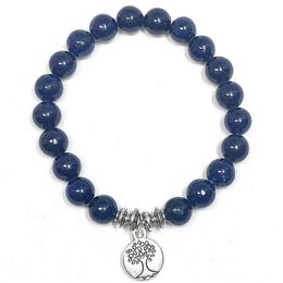 MG2157 On Sale 8 MM Lapis Lazuli Tree Of Life Bracelet Fashion Womens Gemstone Stress Relief Wrist Yoga Mala