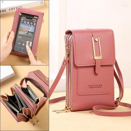 Evening Bags 2024 Women Soft Leather Wallets Cell Phone Purse Crossbody Shoulder Strap Handbag For Female Women's Bag