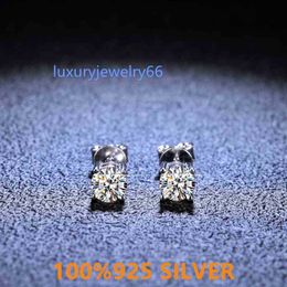 Certificate 1 carat D color Mossan diamond four claw Earrings womens 925 Sterling Silver classic simple engagement jewelry