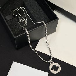High Quality Designer Necklace Pendant Brand Letter Men Womens Silver Plated Stainless steel Necklaces Bead Chains Wedding Jewellery Gift