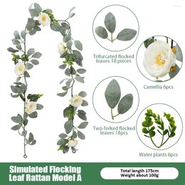 Decorative Flowers 2 Pcs Artificial Vines Wedding Decor With Eucalyptus Vine Green Leaf Waterproof Arch Party Decorations For Background