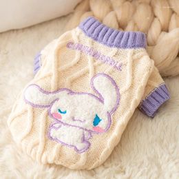 Dog Apparel Big Ear Cartoon Sweater Clothes Purple White Knit Hight Collar Clothing Cat Warm Comfortable Thick Cute Pet Products