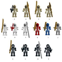Other Toys MOC Medieval Military Skeleton Corps Series Soldiers Army Building Blocks Weapons Spear Sword Accessories Bricks Childrens Toy Gifts S245163 S245163