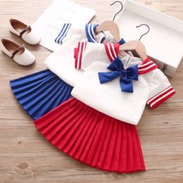 Clothing Sets Summer School Girls Skirts Princess Mini Pleated Skirt Uniform Cute Short Sleeves Customes Cosplay Party Outwear Suits
