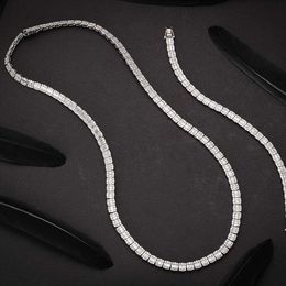 2024 Pure Chain White Colour Round Rectangle Shape VVS Natural Diamond Tennis Necklace Solid Gold Jewellery