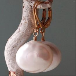 Dangle Earrings Freshwater Pearls White Coin Baroque Pearl 18k Hook Stud Ear Cuff Bohemian Modern Beaded Men Clip-on Formal Diamond