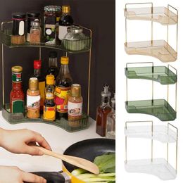 Kitchen Storage 2 Tier Corner Shelves Countertop Large Capacity Triangle Shape Organizer Shelf For Vanity Sink Cabinet Makeup