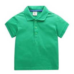 Solidny kolor bawełniany koszulki dla dzieci 2024 Summer New Children Lapel krótkie rękaw TEE TEE DZIECI ZAMIENNIK BABY SPORT Koszulka wiek 1-10T L2405