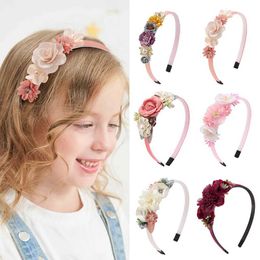 Hair Accessories New Handmade Flower Girl Headband Cute Pearl Feather Wedding Crown Princess Dance Party Headwear Fashion Hoop Accessories WX