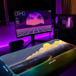 Mouse Pads Wrist Rests Nature Large RGB Mouse Pad Gaming Mousepad LED Mouse Mat Gamer Mousepads PC Desk Pads RGB Keyboard Mats XXL 35.4x15.7in J240510