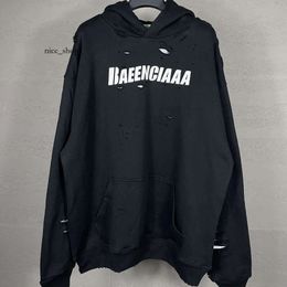 Balencig Hoodie Designer Hoodies Men Hoody Mens Sweater Sweatshirt Parisian Classic Art Perforated Print Two Piece Set Unisex Long Sleeve Sweater New 8692