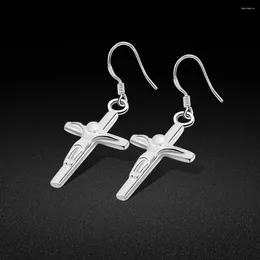 Dangle Earrings Korean Fashion 925 Sterling Silver Cross Women Drop For Gothic Punk Hip Hop Female Ear Piercing Jewellery