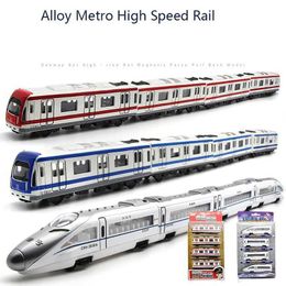 Diecast Model Cars 4 pieces/batch of alloy train models high-speed railway and subway pull-back magnetic childrens toys car models toy tracks childrens toys WX