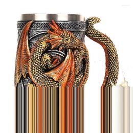 Mugs Dragon Coffee Cup 3D Mediaeval Gothic Beer Cups Stainless Steel Lovers Drinking Novelty Steins Tankard Mug