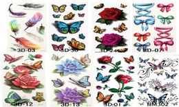 8 styles Temporary Tattoos For Man Woman Waterproof Stickers Metallic Makeup 3D Bowknot Flower Tattoos Flash Body Art4304836