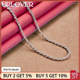 Pendants URLOVER 925 Sterling Silver 3mm 16/18/20/22/24/26/28/30 Inch Water Wave Necklace For Women Men Chain Wedding Fashion Jewellery