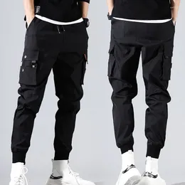 Men's Pants Casual Cargo Men Slim Black Ninth Summer Korea Fashion Harlan Vintage Loose Male Trousers Spring Multi-pocket