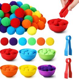 go childrens rainbow counting fluffy toy classification cup Montessori sensory toy preschool learning activity math toy S516 s5178