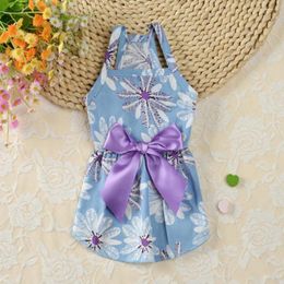 Dog Apparel Fashion Summer Floral Bow Dress Pet Wedding Dresses For Chihuahua Pug Yorkie Clothing Puppy Cat Products Small Cloth