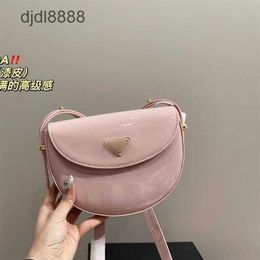 Summer New p Jialada Womens Flip Over Metal Logo Cowhide Single Shoulder Underarm Crossbody Bag Lacquer Leather 9BRW