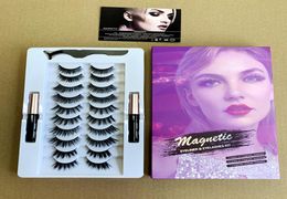 Upgraded 10 Pairs Magnetic Eyelashes Double Liquid Eyeliner Kit With Tweezers Reusable 3D 6D False Lashes Magnetic Eyeliner Natura8598773