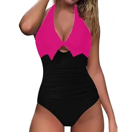 Women's Swimwear Sexy Bikini Swimsuit Tie Hollow Bow Slim Fit Bathing Suits One Piece Push Up Set Ring Suit Colour Matching