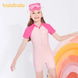 Clothing Sets Balabala Toddler Girl Swimsuit Set Summer Contrasted Color Trendy One-Piece With Swimming Cap