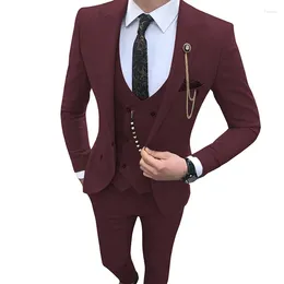 Men's Suits 2024 Suit Three Piece Slim Fit Set Business Korean Edition