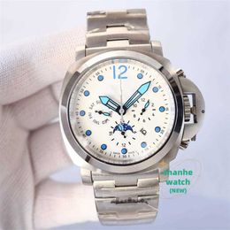 designer Pam Mens Watches Automatic Watch Calendar Blakc Color 47mm Dial Sapphire 30m Waterproof 316l Fine Steel Day Date Mechanical Moveme187g