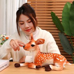 Super Soft 35cm Simulated Plush Standing Sika Deer Dolls Throw Pillow Animals Toys Cartoon Girls Boys Birthday Presents