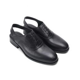 style Summer new Black Men Leather Italian Handmade High Quality Men's Sandals 022b 's